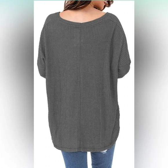 NWT Front Knot Tie Drop shoulder Sweater Blouse top Large - Picture 2 of 7
